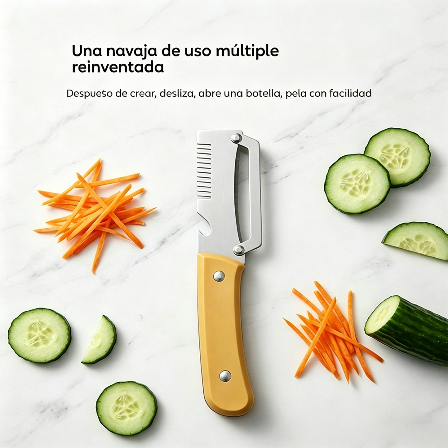 ✅2 piezas 22 euros🧅🔪 Pelador de cocina multifuncional 3 en 1: ¡Pela, corta y abre botellas! 🔥