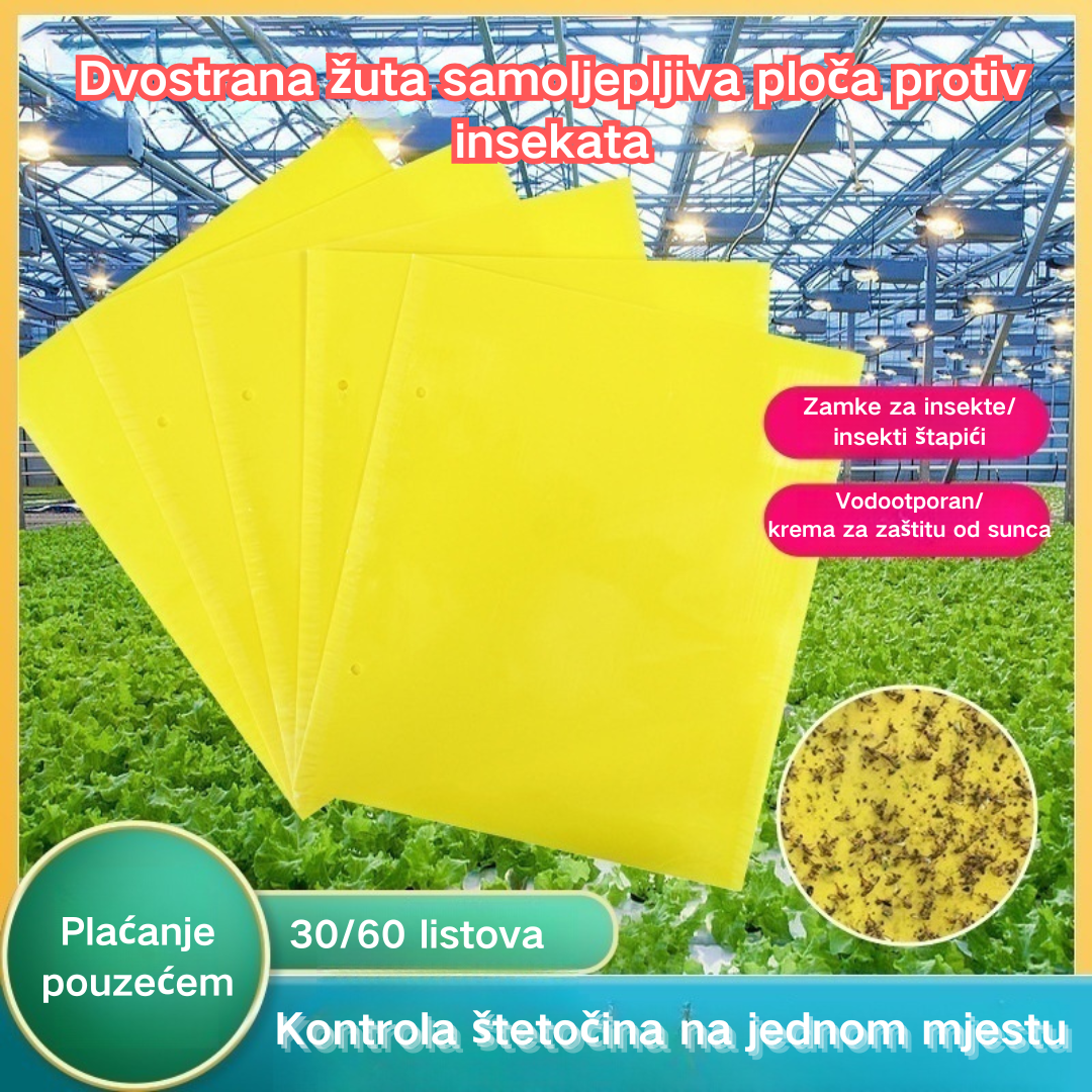 【50%OFF】💥【30 komada】žuta dvostrana ljepljiva ploča za insekte, naljepnice zamke za kukce za poljoprivredne voćnjake