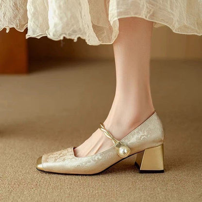 💕🌈【Размери 35-40】✨👡Дамски обувки Мери Джейн, винтидж модел, бродирани цветя, модерен стил