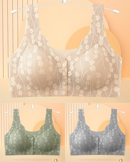 😍【Kupite 1, dobijte 2 gratis】👙【Pakiranje od 3 komada】【40-100 kg】Ženski čipkasti grudnjak bez žice, s kopčanjem sprijeda