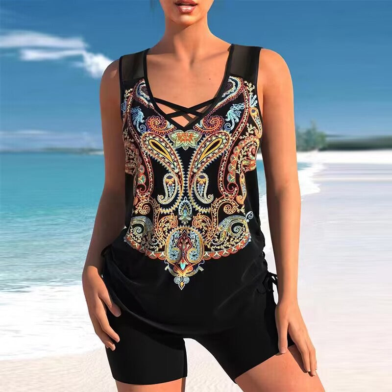 🩱【Ponuda zadnjeg dana】【S-5XL】🩱Kupaći kostim s etničkim printom iz dva dijela🌊