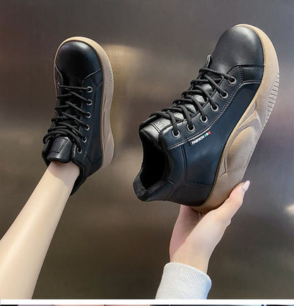 【35-40】Zapatos retro de piel de vaca con suela gruesa, nuevos zapatos informales modernos y versátiles. 