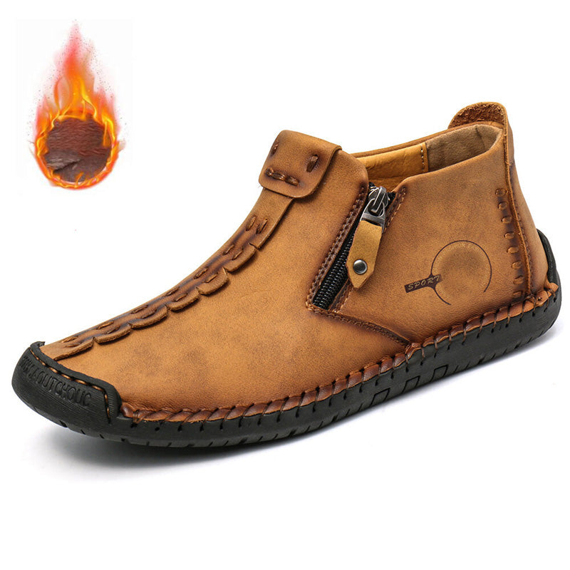 🥾Potpuno ručno izrađene muške Martens čizme od prave kože (38-48), s podstavom od perja i patentnim zatvaračem - tople, udobne i elegantne, prikladne za zimu.