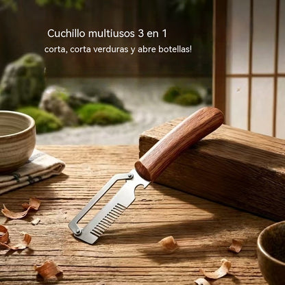 ✅ Compra 1, llévate 1 gratis (2 piezas en total) 🧅🔪 Cuchillo pelador multifuncional 3 en 1: ¡limpia, corta verduras y abre botellas! 🔥