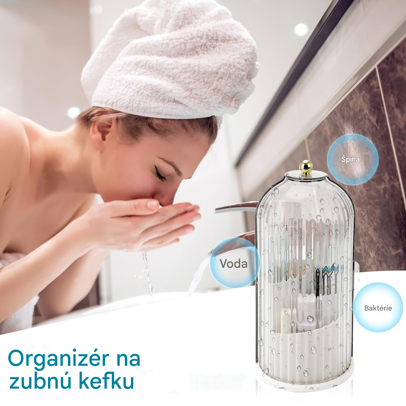 ZĽAVA 50 %! 🏡 Držiak na zubnú kefku s posuvným vekom – Hygienický dizajn, nekvapká a šetrí miesto 🚿