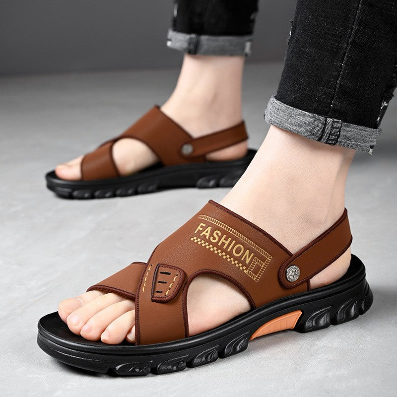 ⏰Oferta ograniczona czasowo⏰ [Dwa w jednym] Letnie, chłodne i modne, dwufunkcyjne, męskie sandały skórzane do domu i na zewnątrz