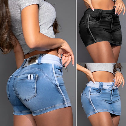 ✨👖【50%OFF】💖🌹【XS-5XL】Ženske traperke kratke hlače s vezicom – visoki pojas, savršeno se uklapaju, za svaki dan