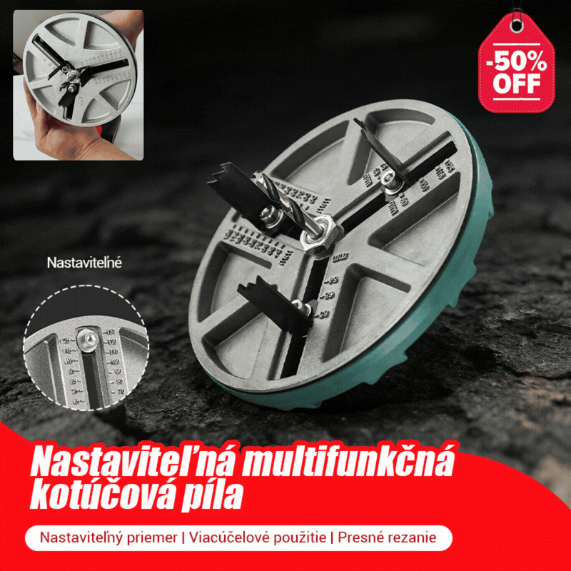 Nastaviteľná dierová píla, priemer 45 mm - 130 mm, nástroj na dierovú pílu na drevo.