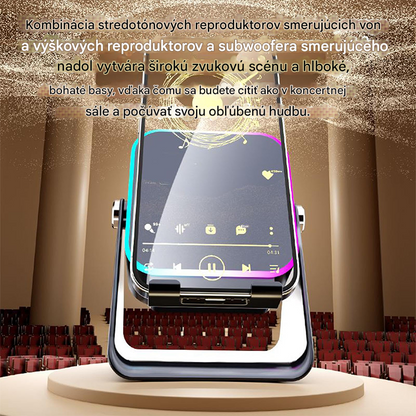 🔥📢【Zľava 50 %!】⚡ Bluetooth reproduktor 5 v 1 s bezdrôtovým nabíjaním a nastaviteľným stojanom na telefón🎶