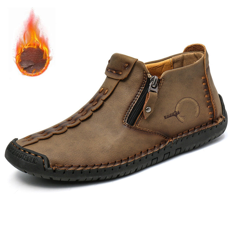 🥾Potpuno ručno izrađene muške Martens čizme od prave kože (38-48), s podstavom od perja i patentnim zatvaračem - tople, udobne i elegantne, prikladne za zimu.