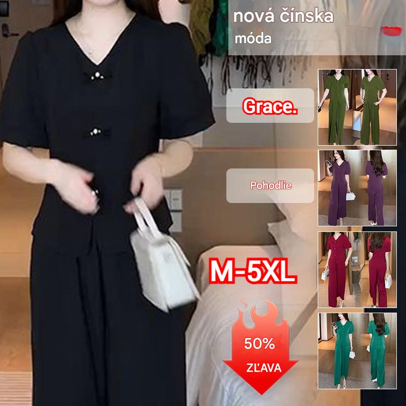 🌸【Top + nohavice so širokými nohavicami】Módny oblek z ľadového hodvábu