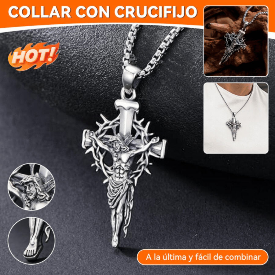 🔥【50% OFF】🔥Collar con colgante de cruz y halo de espinas