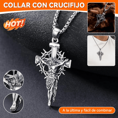 🔥【50% OFF】🔥Collar con colgante de cruz y halo de espinas
