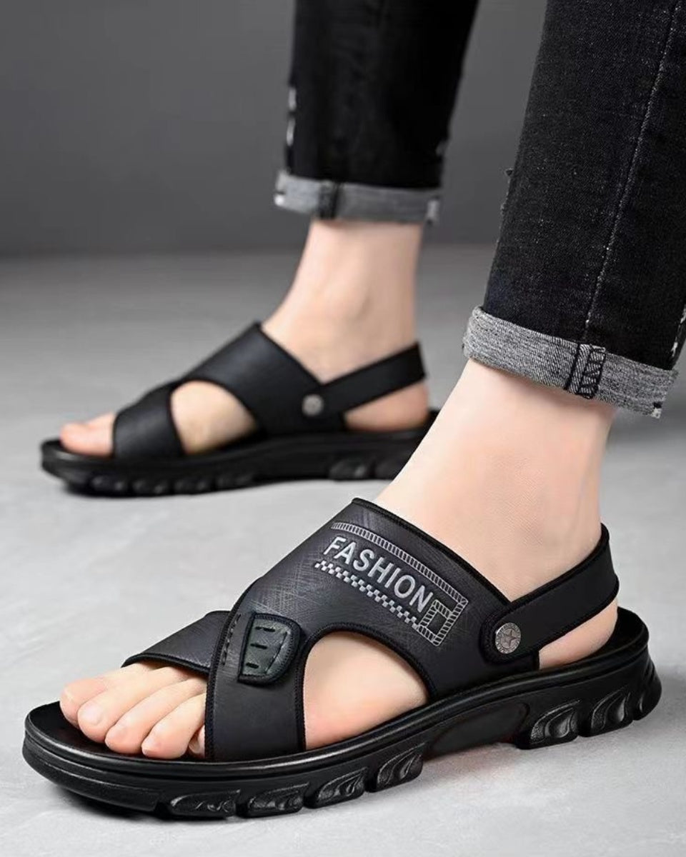 ⏰Oferta ograniczona czasowo⏰ [Dwa w jednym] Letnie, chłodne i modne, dwufunkcyjne, męskie sandały skórzane do domu i na zewnątrz