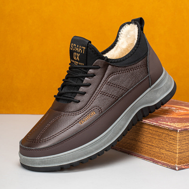 ⛄🔥【39-45】Zapatos deportivos casuales de invierno 2025 para hombre, nuevos, de cuero genuino, impermeables, con suela suave de terciopelo 