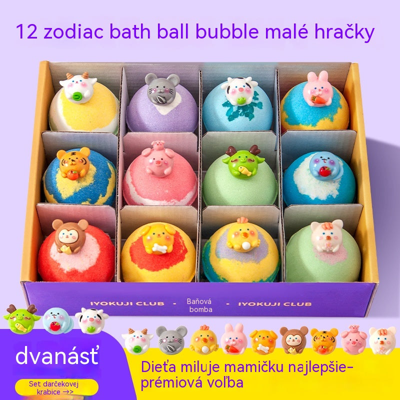 🐳🧸【12 za 35 €】Sada 12 guľôčok so soľou do kúpeľa v tvare morských živočíchov (60 g každá), vhodné pre deti.