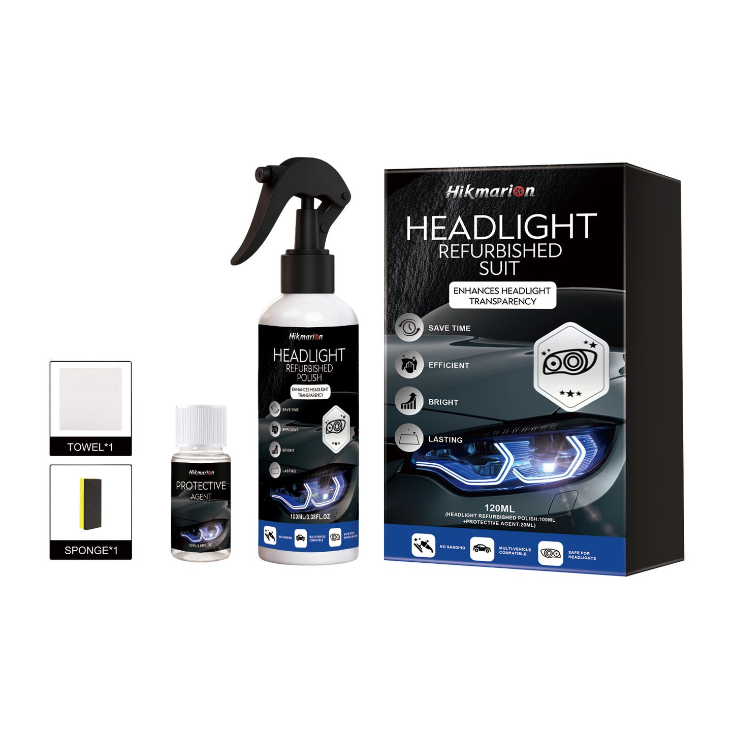 🚗💡Kit de restauración de faros de coche: productos para limpieza, eliminación de manchas, brillo y cuidado.