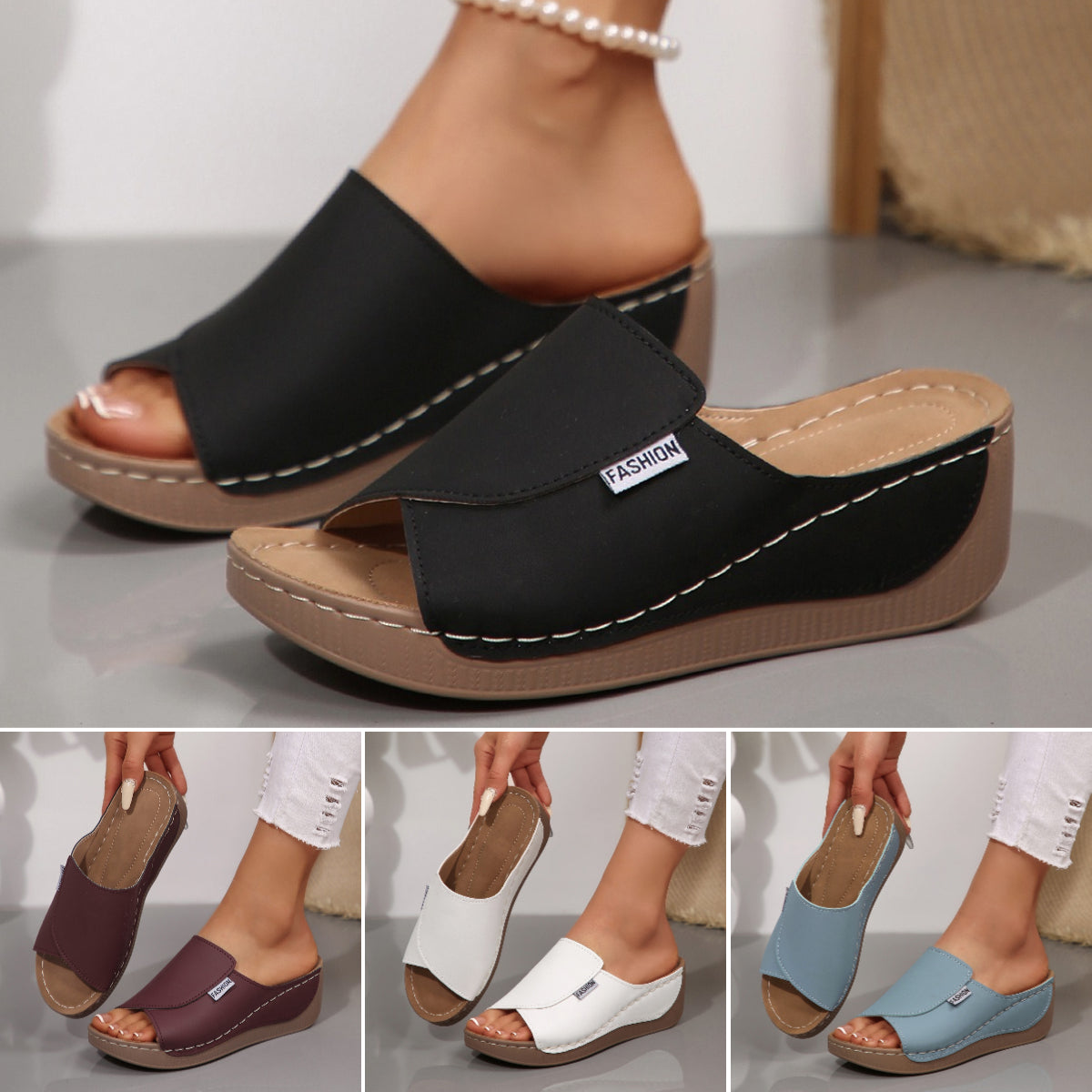 🔥👡【Časovo obmedzená zľava 50%】Moderné dámske sandále uvedené na trh v roku 2026, vyrobené z pravej kože s mäkkou a hrubou podrážkou.