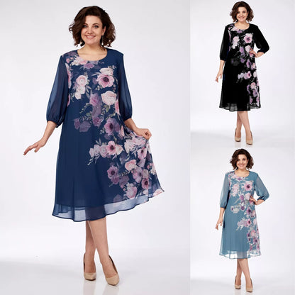 🌸 49% popusta 💥💕【S-5XL】Elegantna šifonska haljina s cvjetnim printom za proljeće 2026.🌷