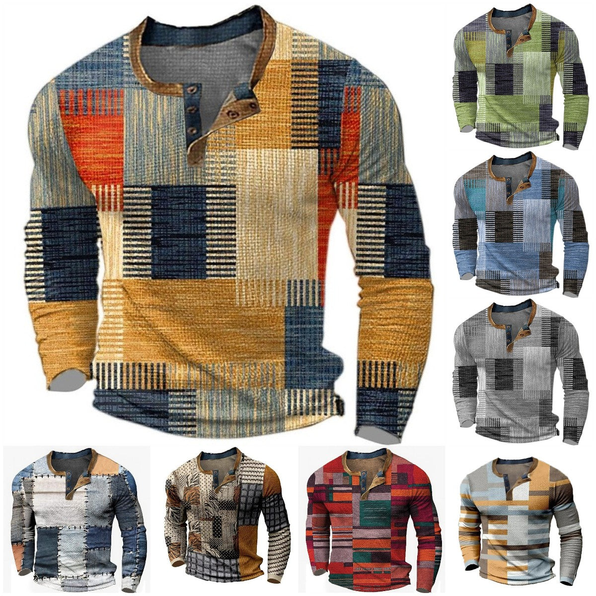 🔥🔥【Druga sztuka za połowę ceny】Nowa męska koszulka polo z długimi rękawami i nadrukiem w dużych rozmiarach [S-4XL]