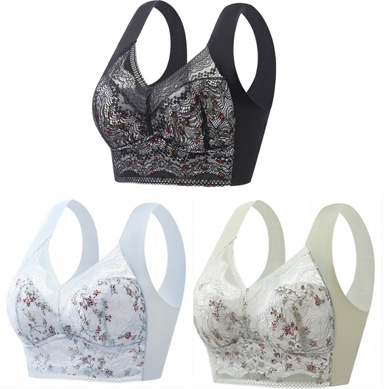 🔥【🔥Kup 3, a 3 dostaniesz gratis】【3/6 sztuk】💕🎁Bezszwowy biustonosz z lodowego jedwabiu w dużym rozmiarze, oddychający i regulowany [40 kg-100 kg]