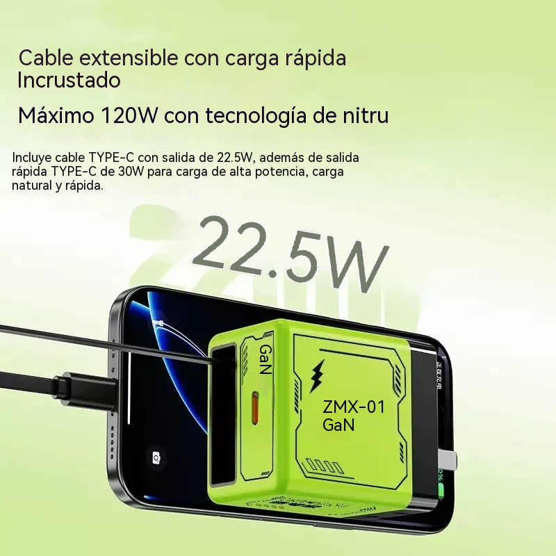 ✨Precio más bajo por tiempo limitado🔌 Cargador GaN de 120 W con carga rápida PD para tu teléfono