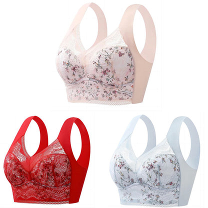 🔥【🔥Kup 3, a 3 dostaniesz gratis】【3/6 sztuk】💕🎁Bezszwowy biustonosz z lodowego jedwabiu w dużym rozmiarze, oddychający i regulowany [40 kg-100 kg]