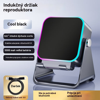 🔥📢【Zľava 50 %!】⚡ Bluetooth reproduktor 5 v 1 s bezdrôtovým nabíjaním a nastaviteľným stojanom na telefón🎶