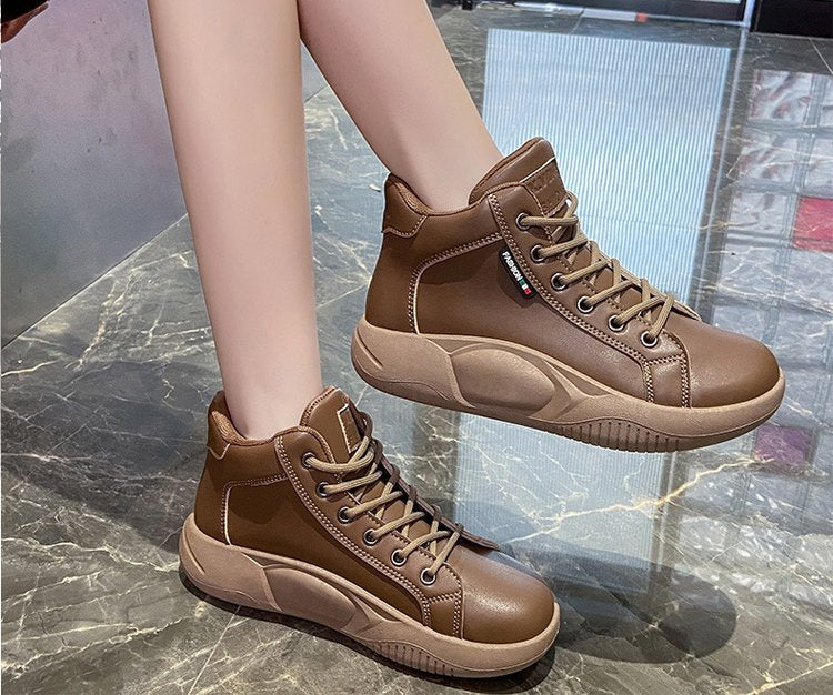 【35-40】Zapatos retro de piel de vaca con suela gruesa, nuevos zapatos informales modernos y versátiles. 
