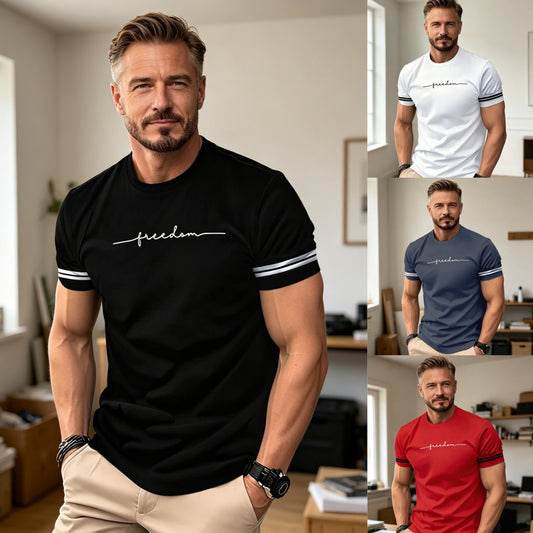 👕✨【S-5XL】Nueva camiseta ajustada de cuello redondo para hombre, talla grande y a la moda