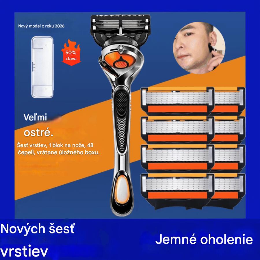 🔥 [Časovo obmedzená zľava 50 %] Sada náhradných čepelí pre pánsky holiaci strojček + základňa - Extrémne ostré čepele z nehrdzavejúcej ocele pre hladké oholenie