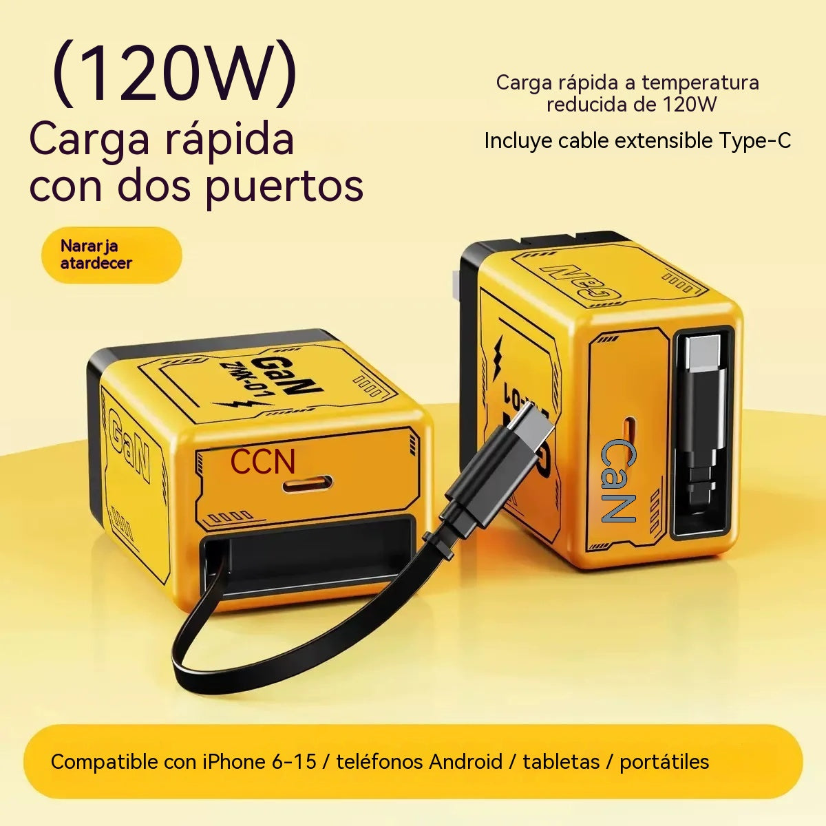 ✨Precio más bajo por tiempo limitado🔌 Cargador GaN de 120 W con carga rápida PD para tu teléfono