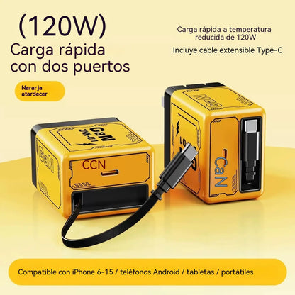 ✨Precio más bajo por tiempo limitado🔌 Cargador GaN de 120 W con carga rápida PD para tu teléfono