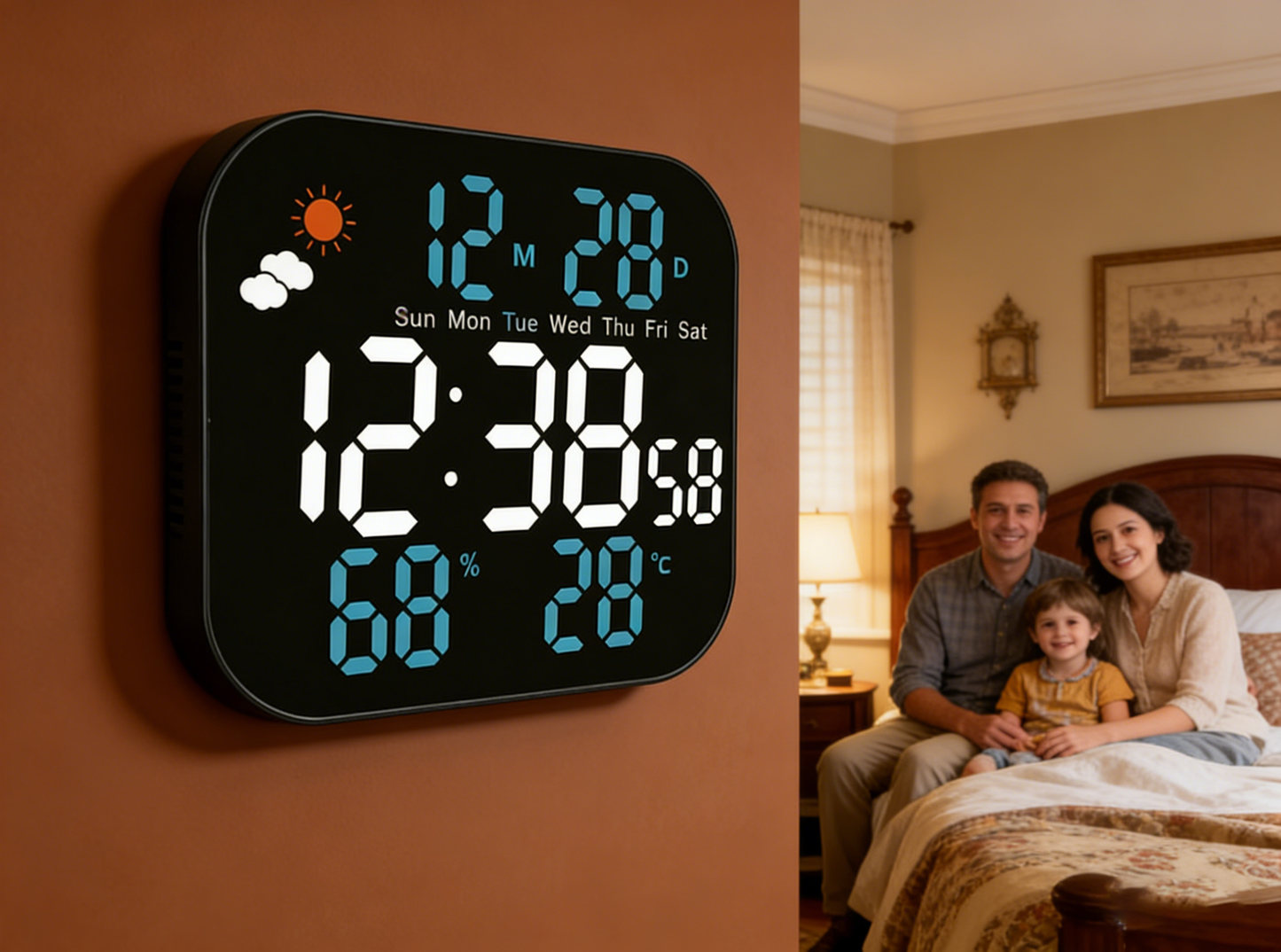 🕰️ Predaje prekročili 50 000 kusov! 🛏️ Časovo obmedzená 50% zľava! Digitálne hodiny s dvojitým použitím pre domácnosť/kanceláriu: Jemné budenie, rozlúčte sa s otravnými budíkmi! Nastaviteľný jas, tichá prevádzka v noci. 🌙