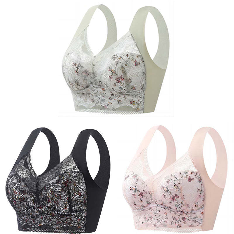 🔥【🔥Kup 3, a 3 dostaniesz gratis】【3/6 sztuk】💕🎁Bezszwowy biustonosz z lodowego jedwabiu w dużym rozmiarze, oddychający i regulowany [40 kg-100 kg]