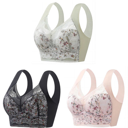 🔥【🔥Kup 3, a 3 dostaniesz gratis】【3/6 sztuk】💕🎁Bezszwowy biustonosz z lodowego jedwabiu w dużym rozmiarze, oddychający i regulowany [40 kg-100 kg]