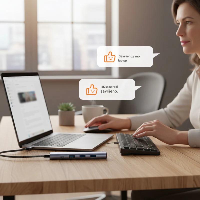 🔌✨ Prijenosni 5-u-1 USB-C hub s 4K HDMI izlazom 🎥💻
