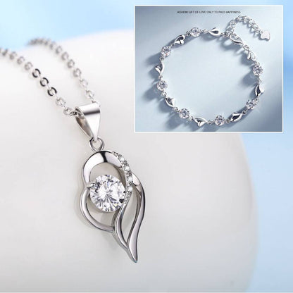 ✨💎 Conjunto de pulsera y collar de plata 925 con motivo de corazón oceánico-U
