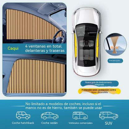 [Set od 4 dijela] Suncobran za automobilski prozor s kliznom tračnicom i izolacijskim slojem