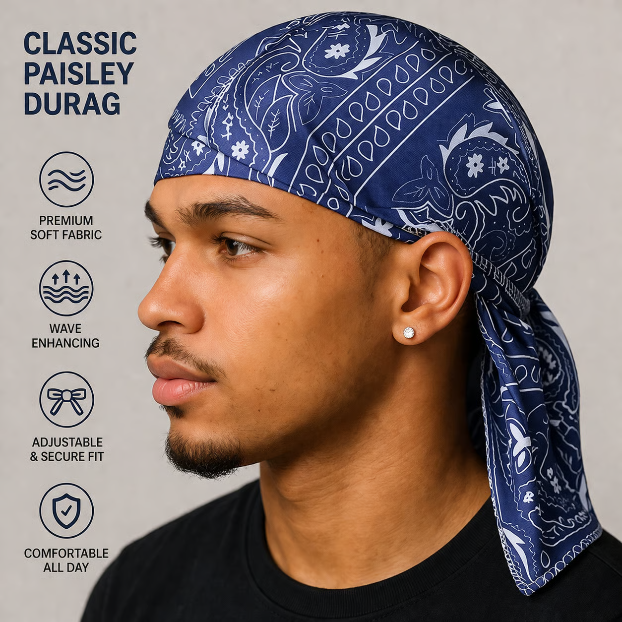 【Paquete de gran valor – 5 piezas】Elegante sombrero/pañuelo para la cabeza de estilo retro hecho de seda transpirable