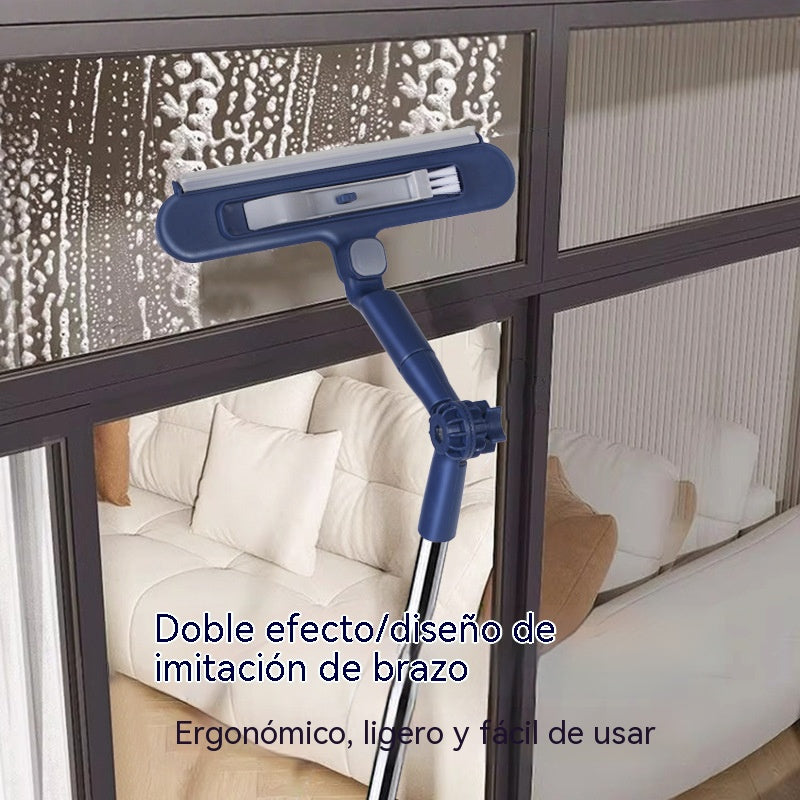 🧼✨ Obojstranná stierka 2 v 1📏 s predĺženou rukoväťou, vhodná na čistenie okien vo výškových budovách.