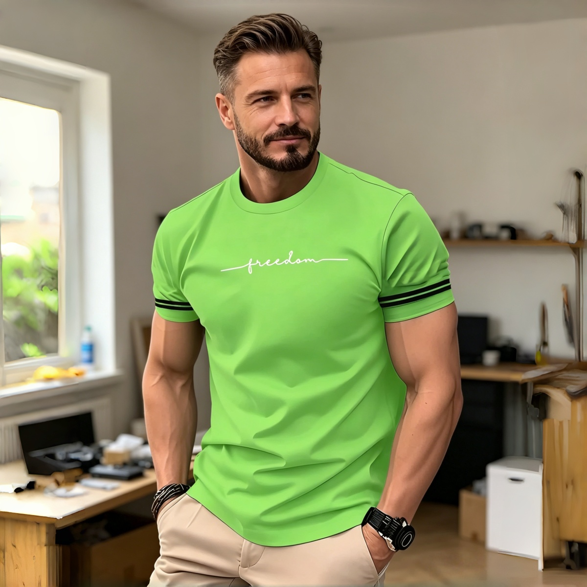 👕✨【S-5XL】Nueva camiseta ajustada de cuello redondo para hombre, talla grande y a la moda