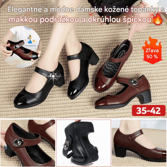 [Časovo obmedzená zľava 50 %] Dámske kožené topánky s okrúhlou špičkou a mäkkou podrážkou (veľkosti 35 – 42)
