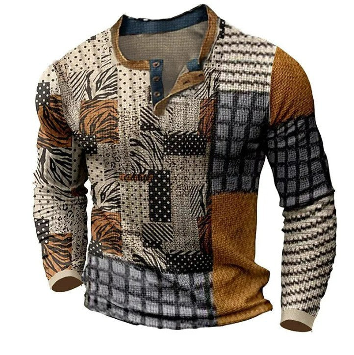 🔥🔥【Druga sztuka za połowę ceny】Nowa męska koszulka polo z długimi rękawami i nadrukiem w dużych rozmiarach [S-4XL]