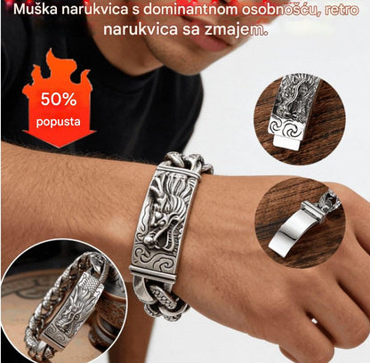 🐉✨【Kupite jedan, dobijte jedan gratis】Moćna muška narukvica, retro narukvica u obliku zmaja.