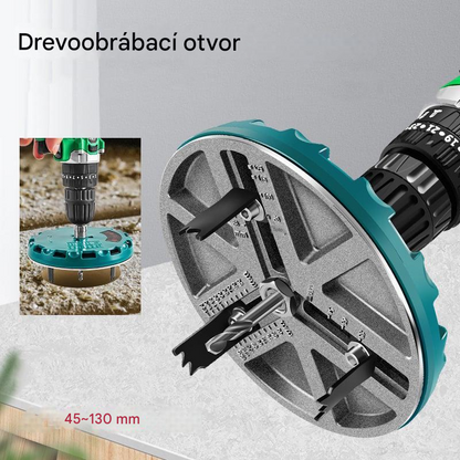 Nastaviteľná dierová píla, priemer 45 mm - 130 mm, nástroj na dierovú pílu na drevo.