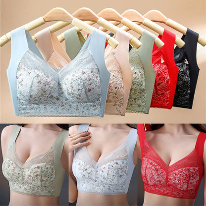 🔥【🔥Kup 3, a 3 dostaniesz gratis】【3/6 sztuk】💕🎁Bezszwowy biustonosz z lodowego jedwabiu w dużym rozmiarze, oddychający i regulowany [40 kg-100 kg]