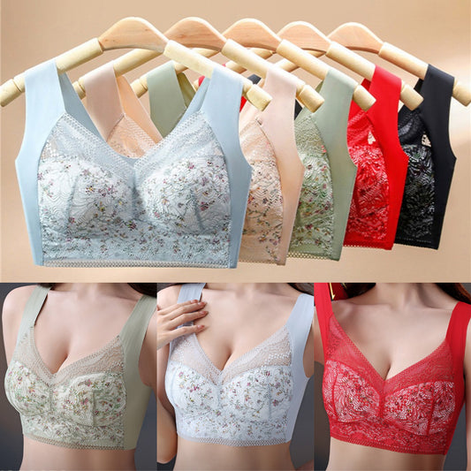 🔥【🔥Kup 3, a 3 dostaniesz gratis】【3/6 sztuk】💕🎁Bezszwowy biustonosz z lodowego jedwabiu w dużym rozmiarze, oddychający i regulowany [40 kg-100 kg]