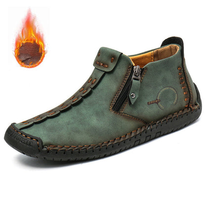 🥾Kompletne ručne vyrobené pánske čižmy Martens z pravej kože (38-48), s páperovou podšívkou a zipsom - teplé, pohodlné a elegantné, vhodné na zimu.