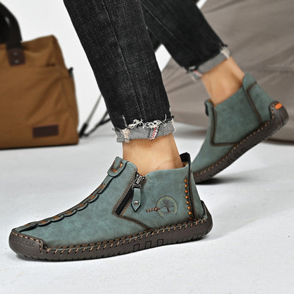 🥾Potpuno ručno izrađene muške Martens čizme od prave kože (38-48), s podstavom od perja i patentnim zatvaračem - tople, udobne i elegantne, prikladne za zimu.